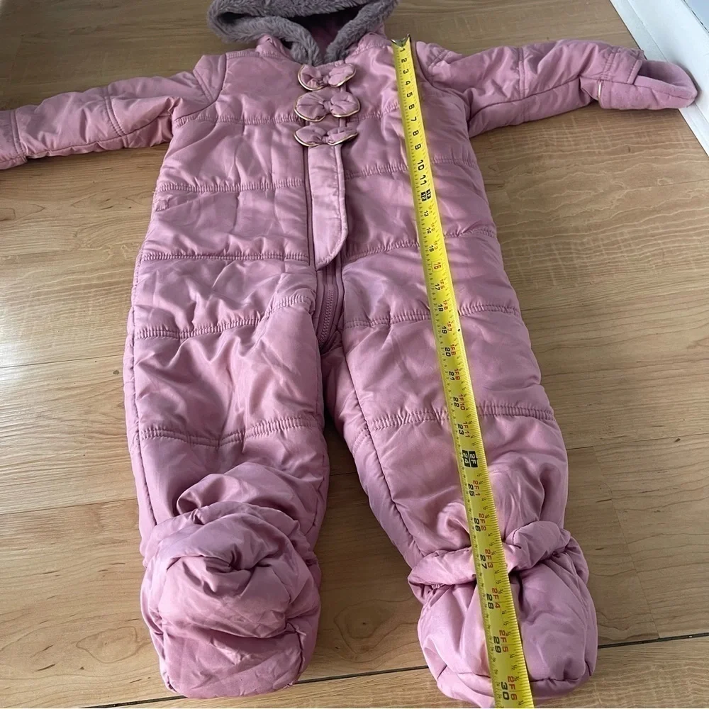 First Impressions Pink Snow suit bow details. Size 24M